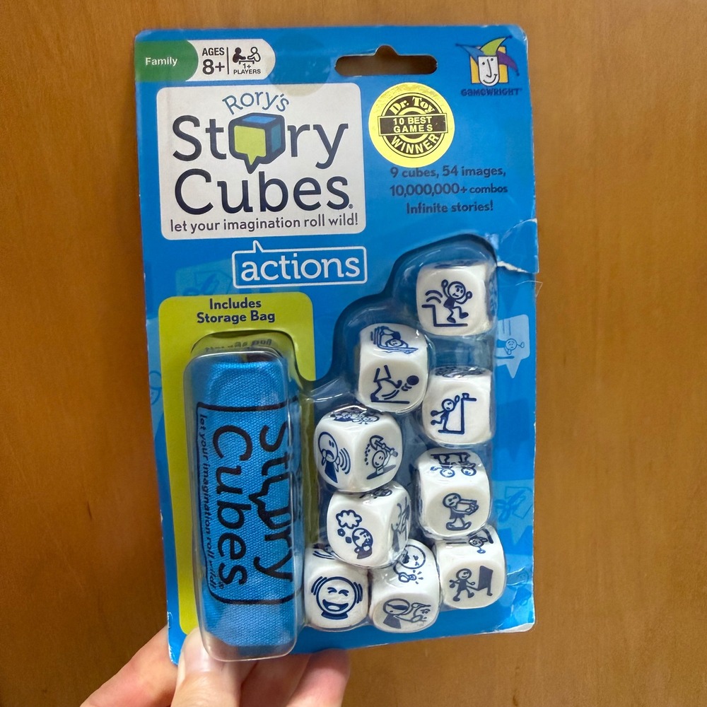 Rory's Story Cubes Actions Game Gamewright 9 Cubes 54 Images Blue Storage Bag